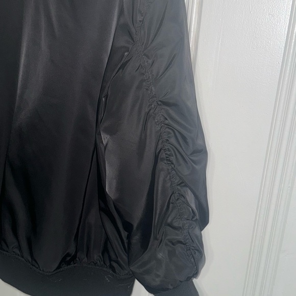 Black Bomber Jacket with Silver Zipper by Sincerely Jules - Size XL - Picture 8 of 9